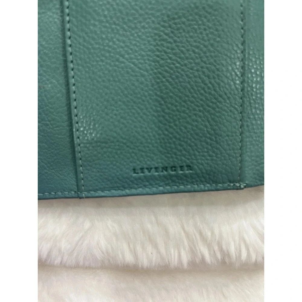 Levinger Crossbody Wallet Bag Womens OS‎ Teal Blue Excellent Pebbled Leather
